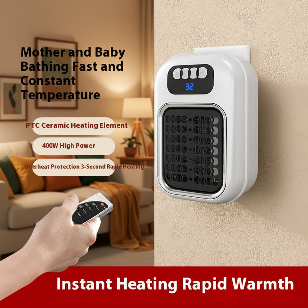 Wall Mounted Electric Heater with Remote, Adjustable Silent Thermostat for Home & Office