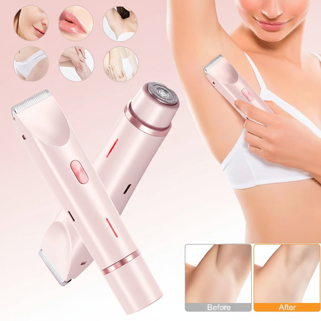 2 In 1 Hair Remover Women's Double Head Shaver Private Pubic Hair Trimmer Electric Razor Wet Dry Electric Body Hair