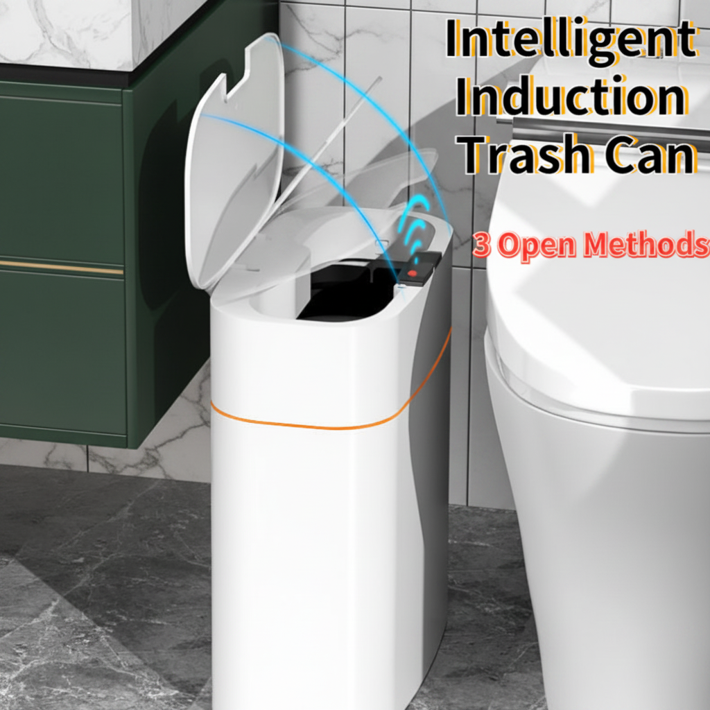 Smart Trash Can With Lid For Bedroom And Living Room Kitchen Storage Box Trash Can Induction Small Car Box Automatic Smart Dustbin Smart Trash Bin