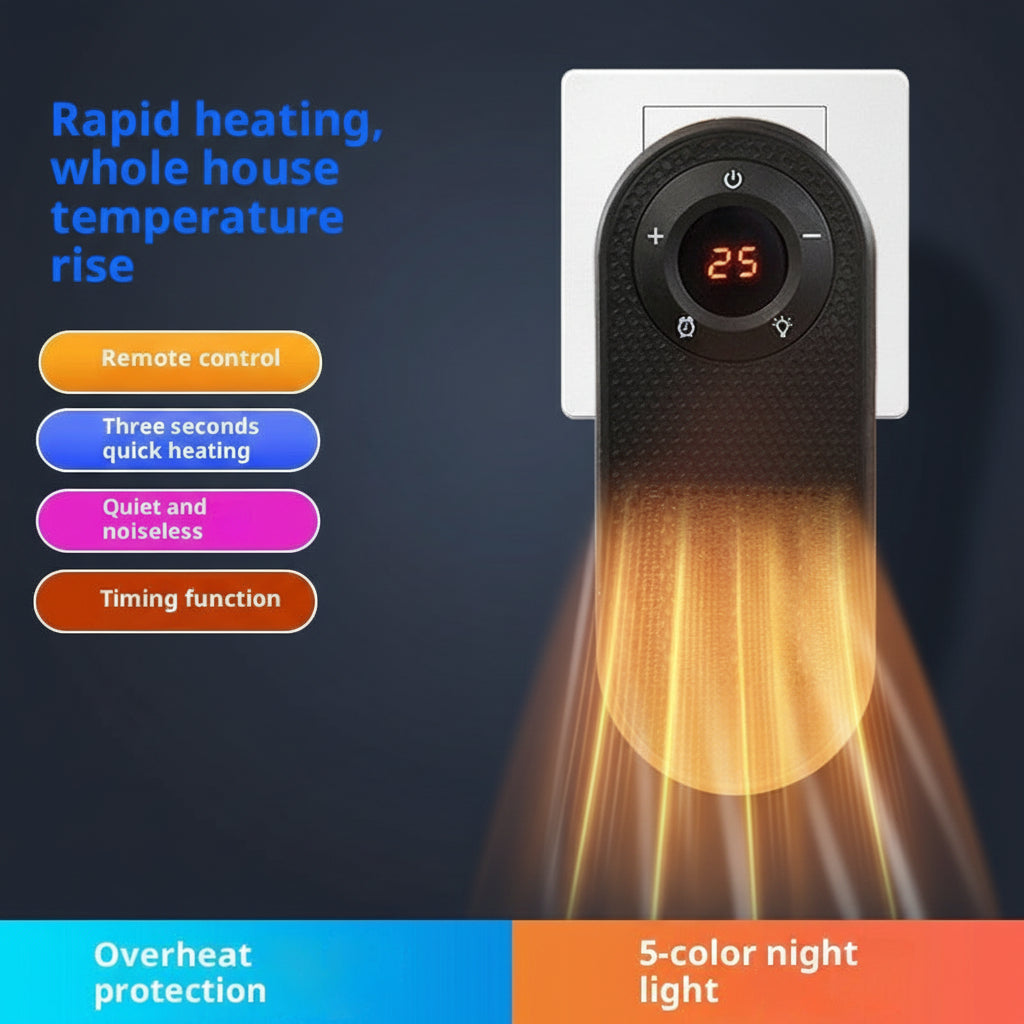 Portable Electric Space Heater, 180° Rotatable with Remote, LED Display, Timer & Overheat Protection
