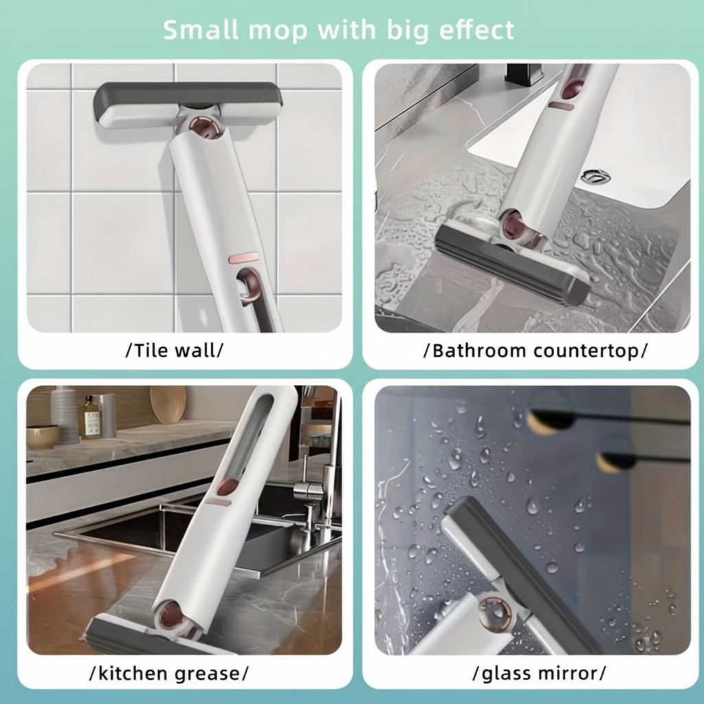 New Portable Self-NSqueeze Mini Mop, Lazy Hand Wash-Free Strong Absorbent Mop Multifunction Portable Squeeze Cleaning Mop Desk Window Glass Cleaner Kitchen Car Sponge Cleaning Mop Home Cleaning Tools