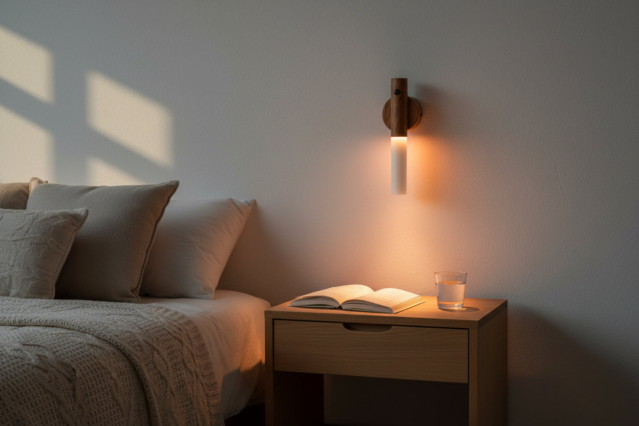 Auto LED USB Magnetic Wood Wireless Night Light Corridors Porch Lights PIR Motion Sensor Wall Light Cabinet Lamp