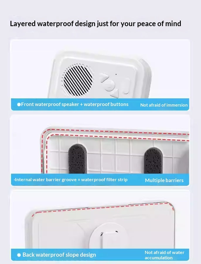 Bathroom Waterproof Mobile Phone Box Bluetooth Speaker Audio Bath TV Stand Mobile Phone Holder 360 Degree Rotation Touch Screen