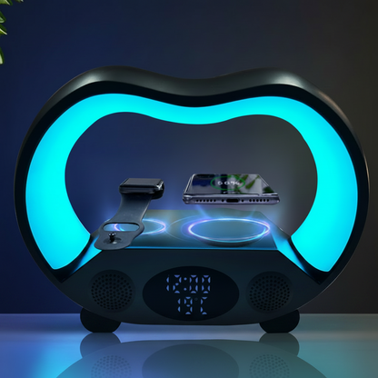 New 6 In 1 Smart Remote Control Bluetooth-compatible Ambience Intelligent LED Table Lamp Multi-function Wireless Charger Night Light Bluetooth-compatible Speaker