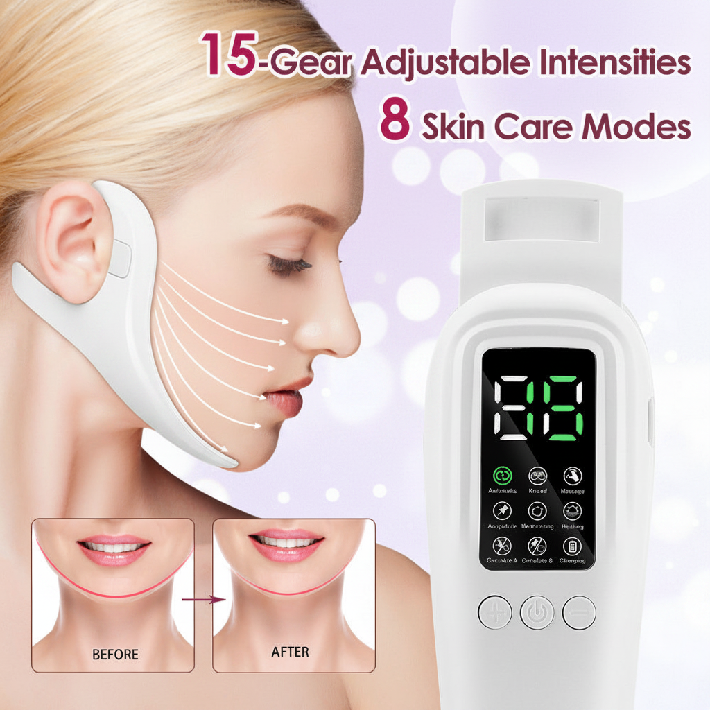 V15 Gear Heating Model Facial Lifting And Tightening Double Chin Micro Current Face Slimming Device