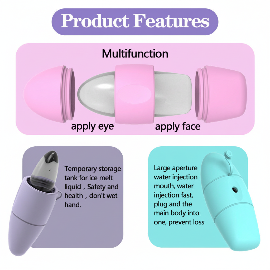 Silicone Ice Face Roller Contour Shrink Pores Remove Dark Circles Massage Skin Beauty Facial Roller For Eyes Neck Skin Care Tool