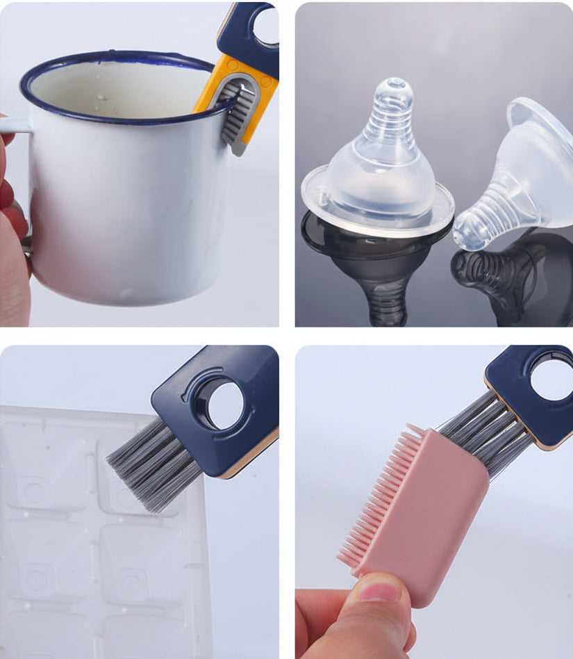 4 In 1 Bottle Gap Cleaner Brush Multifunctional Cup Cleaning Brushes Water Bottles Clean Tool Mini Silicone U-shaped Brush Kitchen Gadgets
