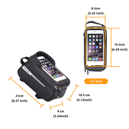 Waterproof Mountain Bike Top Tube Bag Cycling Saddle Bicycle Front Pipe Touch Screen Phone Pouch