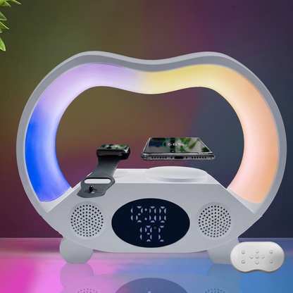 New 6 In 1 Smart Remote Control Bluetooth-compatible Ambience Intelligent LED Table Lamp Multi-function Wireless Charger Night Light Bluetooth-compatible Speaker