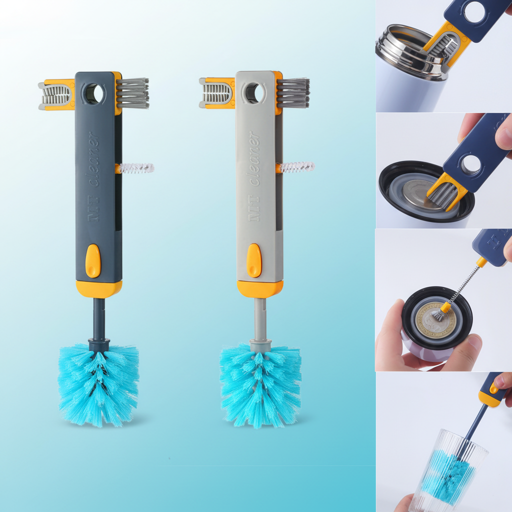 4 In 1 Bottle Gap Cleaner Brush Multifunctional Cup Cleaning Brushes Water Bottles Clean Tool Mini Silicone U-shaped Brush Kitchen Gadgets