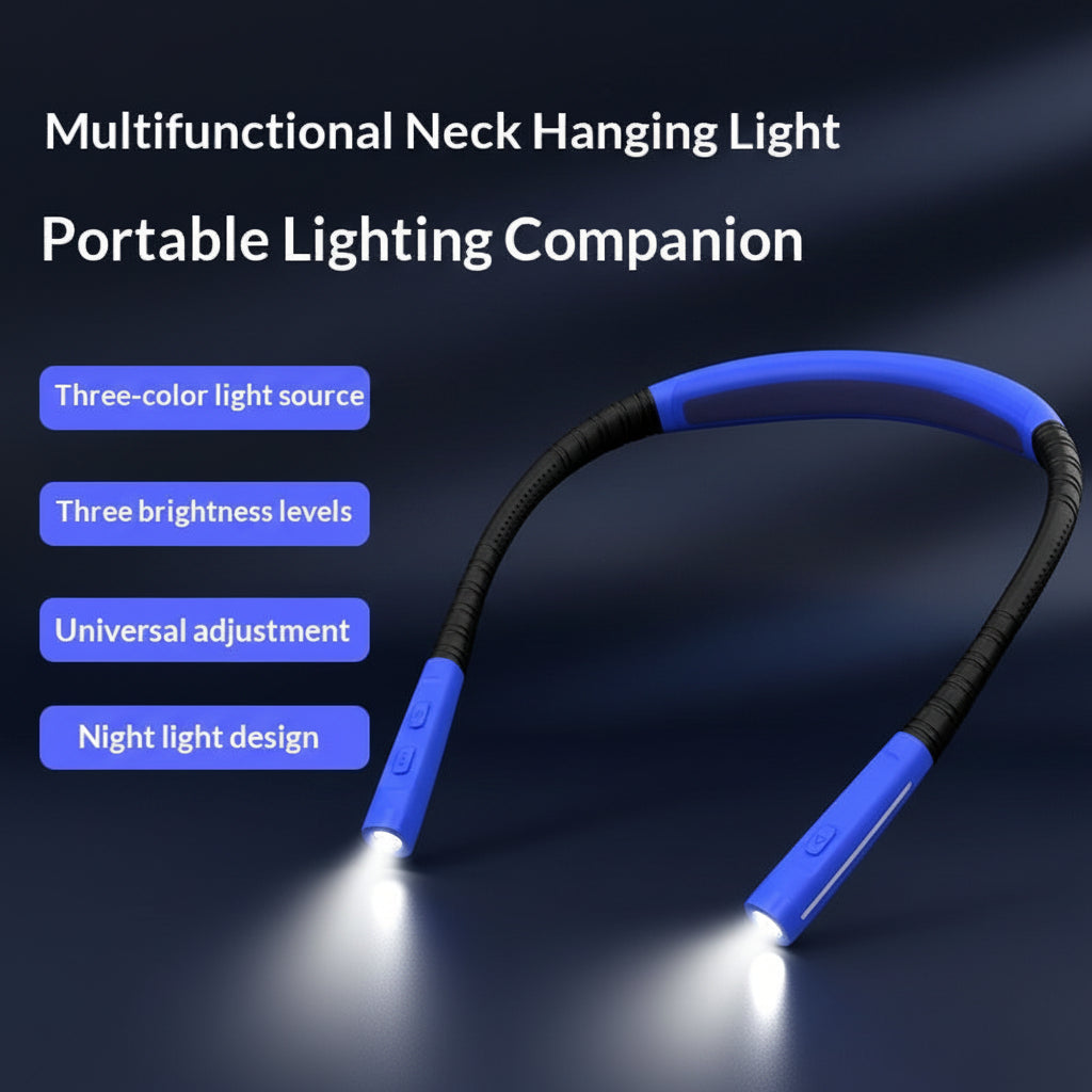 Eye-protecting Neckband Reading Light Outdoor Cycling And Walking Lighting Warning Light Rechargeable Dual-head Work Light
