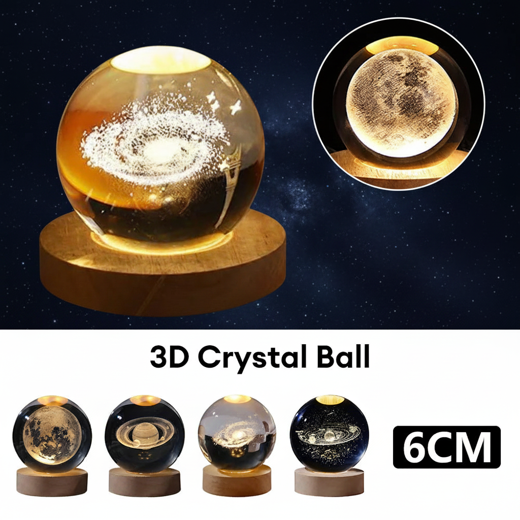 Luminous Starry Sky And Planets Moon Moon Crystal Ball Small Night Lamp Projection Ambience Light Creative Gift New Strange Gift