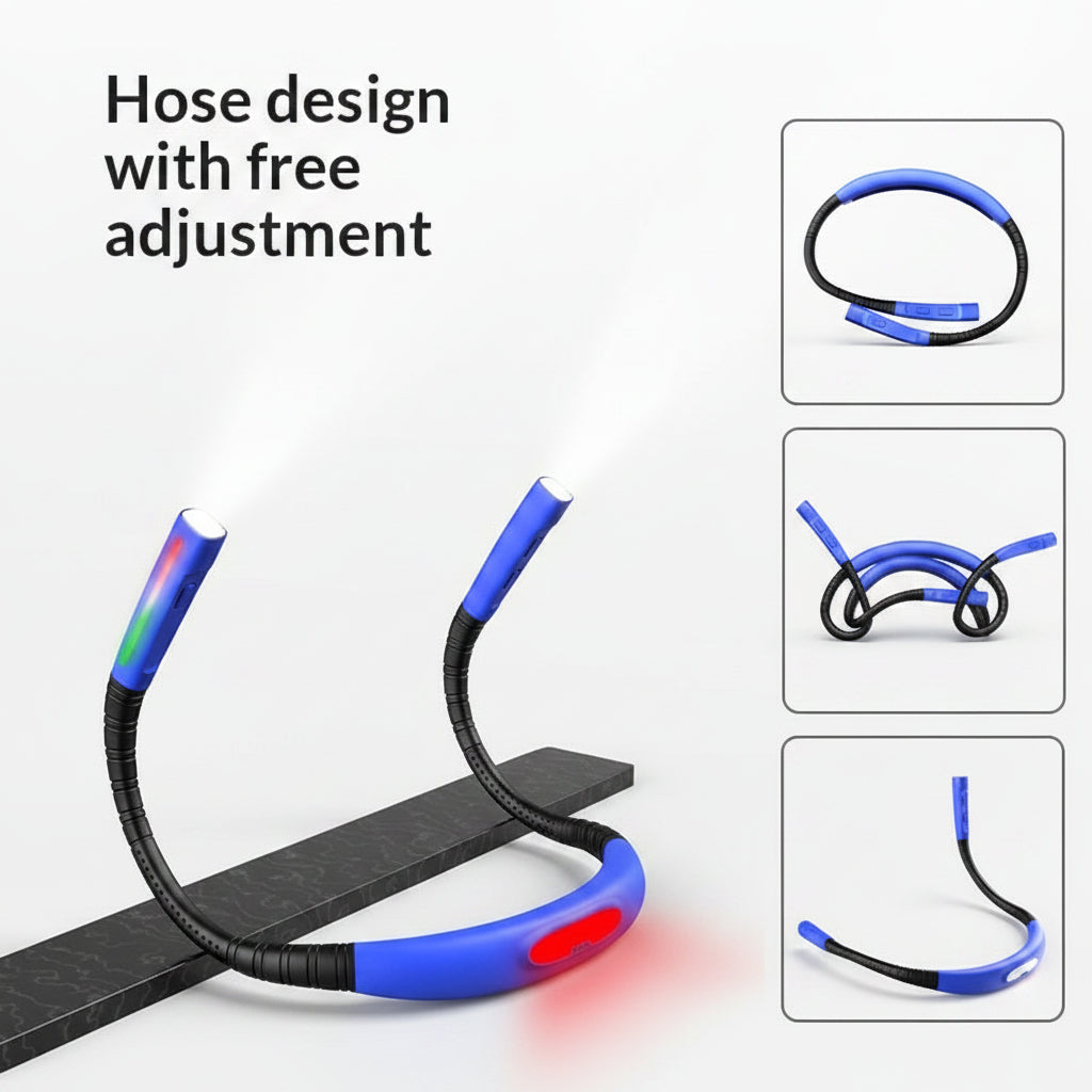 Eye-protecting Neckband Reading Light Outdoor Cycling And Walking Lighting Warning Light Rechargeable Dual-head Work Light