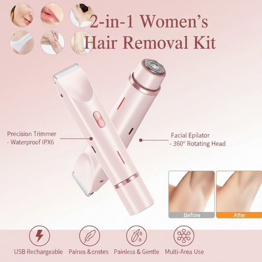 2 In 1 Hair Remover Women's Double Head Shaver Private Pubic Hair Trimmer Electric Razor Wet Dry Electric Body Hair