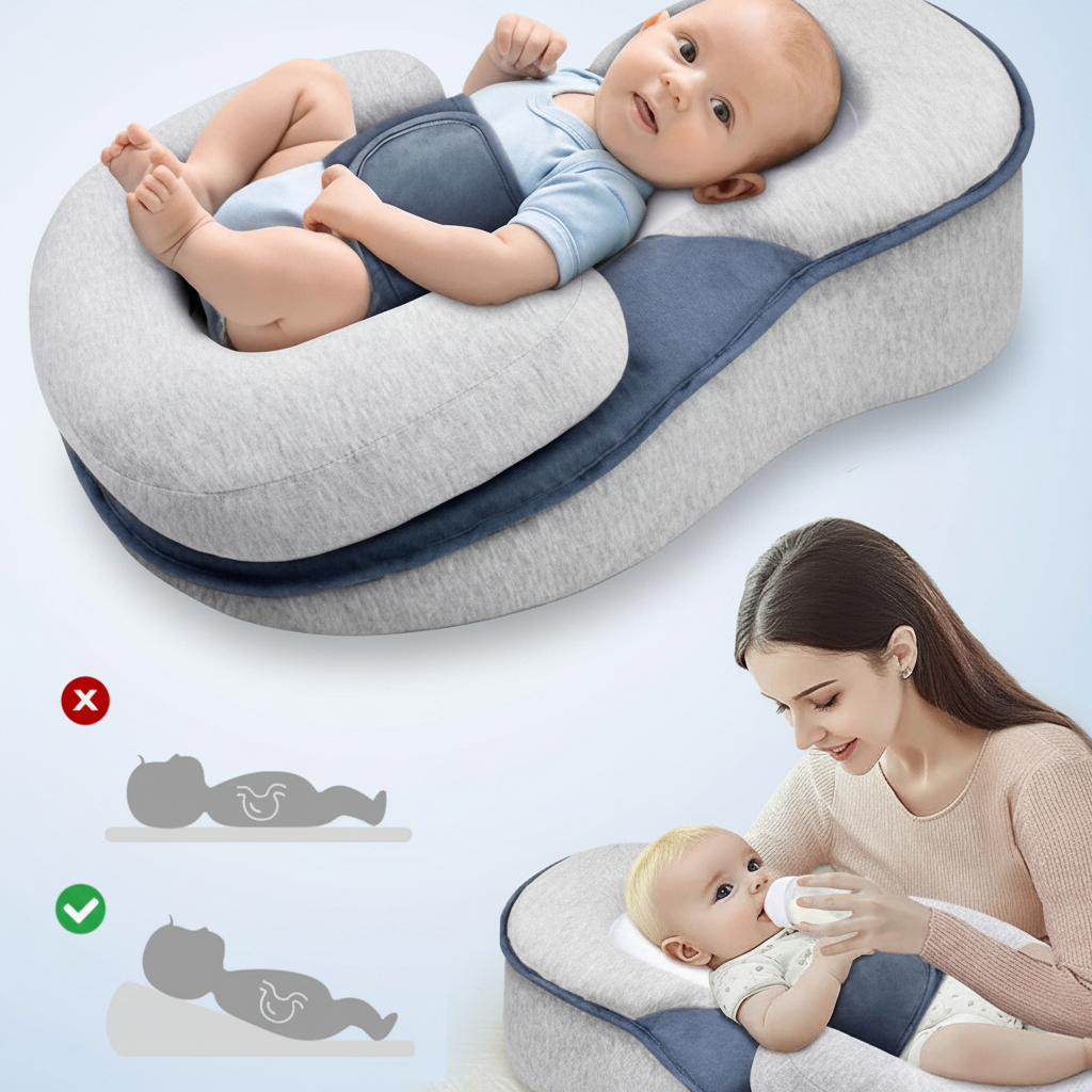 Baby Bed Acid Reflux With Strap, Baby Bed For Reducing Spit-Up, Anti Reflux HOT--58 X 38 X 17cm