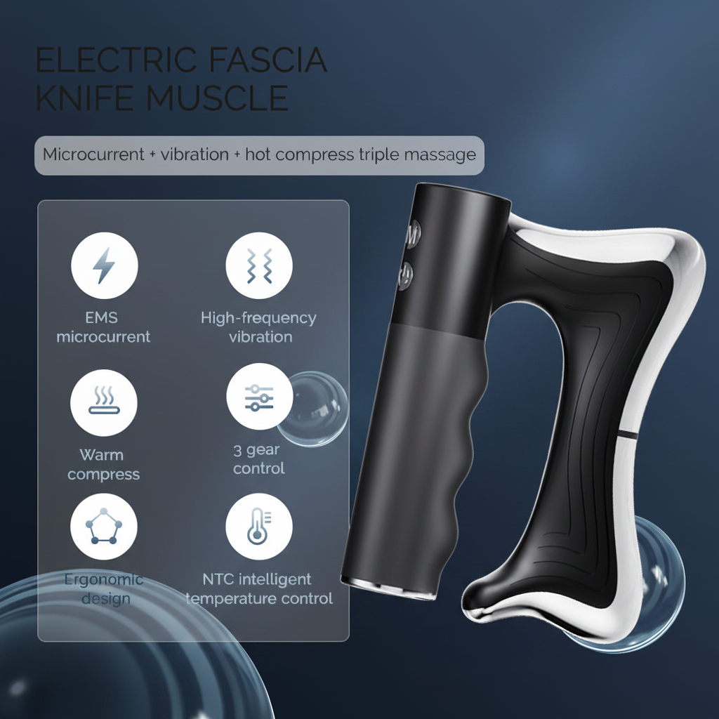 Electric Fascia Knife Vibration Body Massager High Vibration Massage Massager Warm Body Lifting Blade Comb Massage Tool