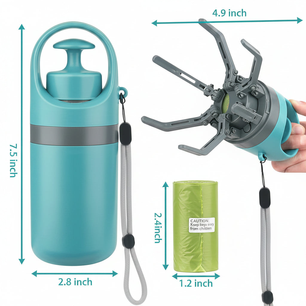 Portable Lightweight Dog Pooper Scooper With Built-in Poop Bag Dispenser Eight-claw Shovel For Pet Toilet Picker Pet Products