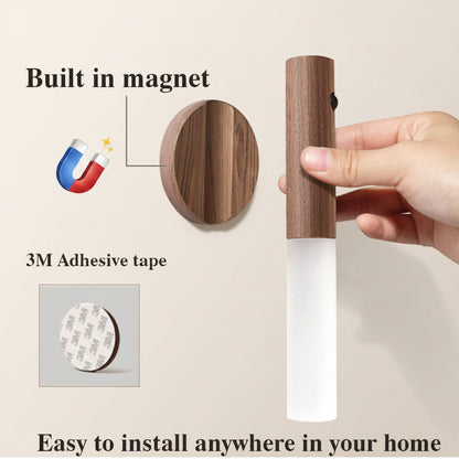 Auto LED USB Magnetic Wood Wireless Night Light Corridors Porch Lights PIR Motion Sensor Wall Light Cabinet Lamp
