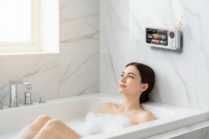 Bathroom Waterproof Mobile Phone Box Bluetooth Speaker Audio Bath TV Stand Mobile Phone Holder 360 Degree Rotation Touch Screen