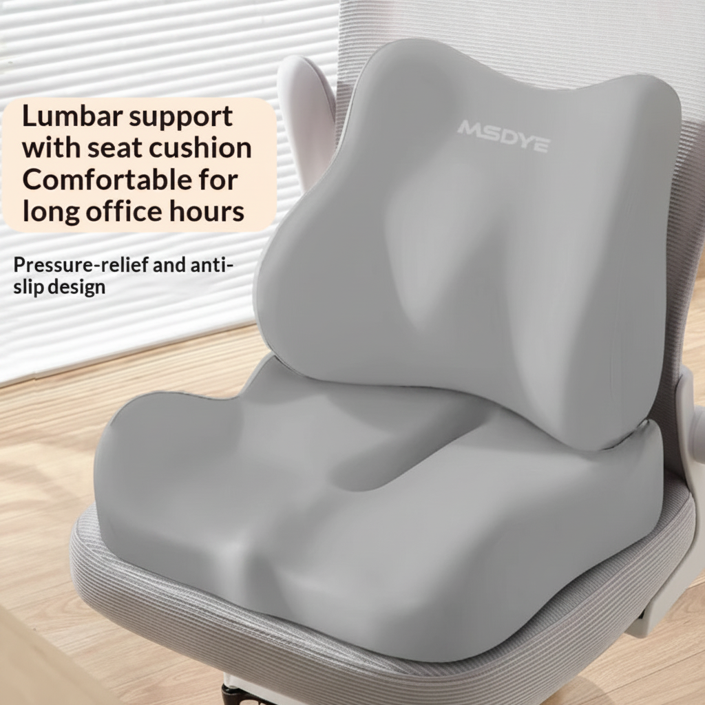 Office Chair Lumbar Support Cushion Memory Foam Seat Cushion And Lumbar Pillow