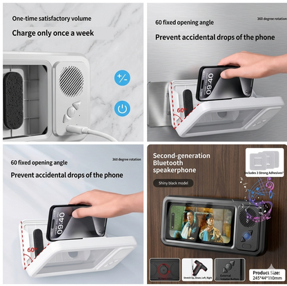 Bathroom Waterproof Mobile Phone Box Bluetooth Speaker Audio Bath TV Stand Mobile Phone Holder 360 Degree Rotation Touch Screen